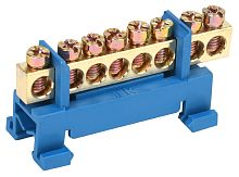 Шина неизолированная тип "Стойка" IEK N "ноль" ШНИ-6х9-8-С-С 8 групп синий картинка 